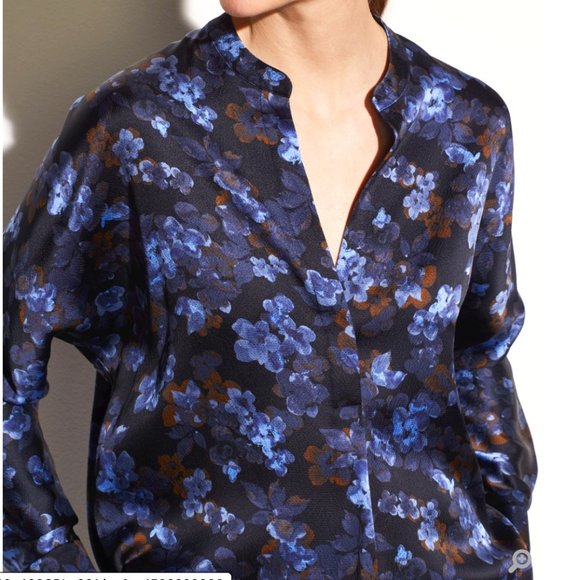 Vince Tops - VINCE Plumeria Blooms Satin Popover | NWT | XL